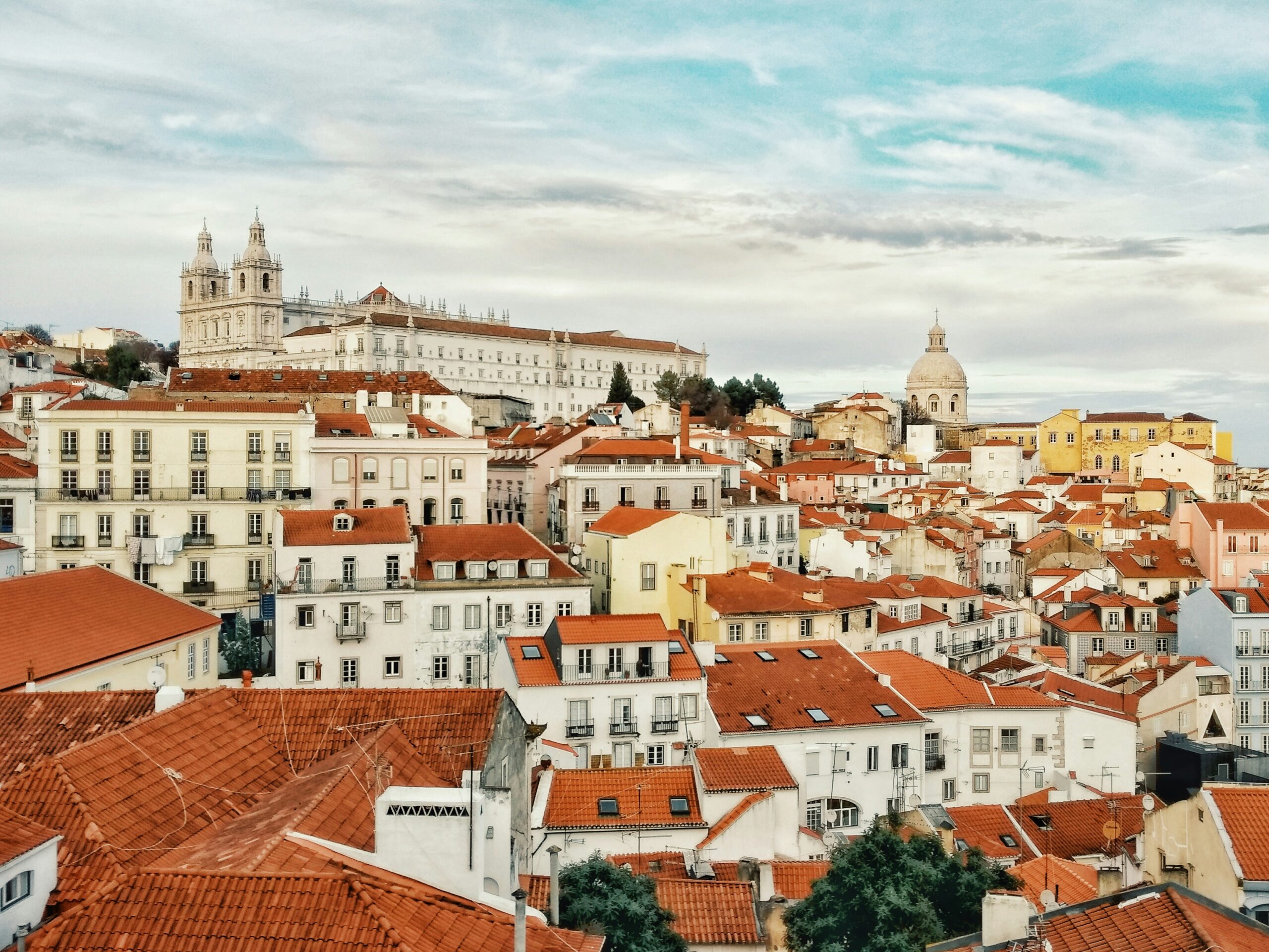 Lisbon viewpoint at sunset