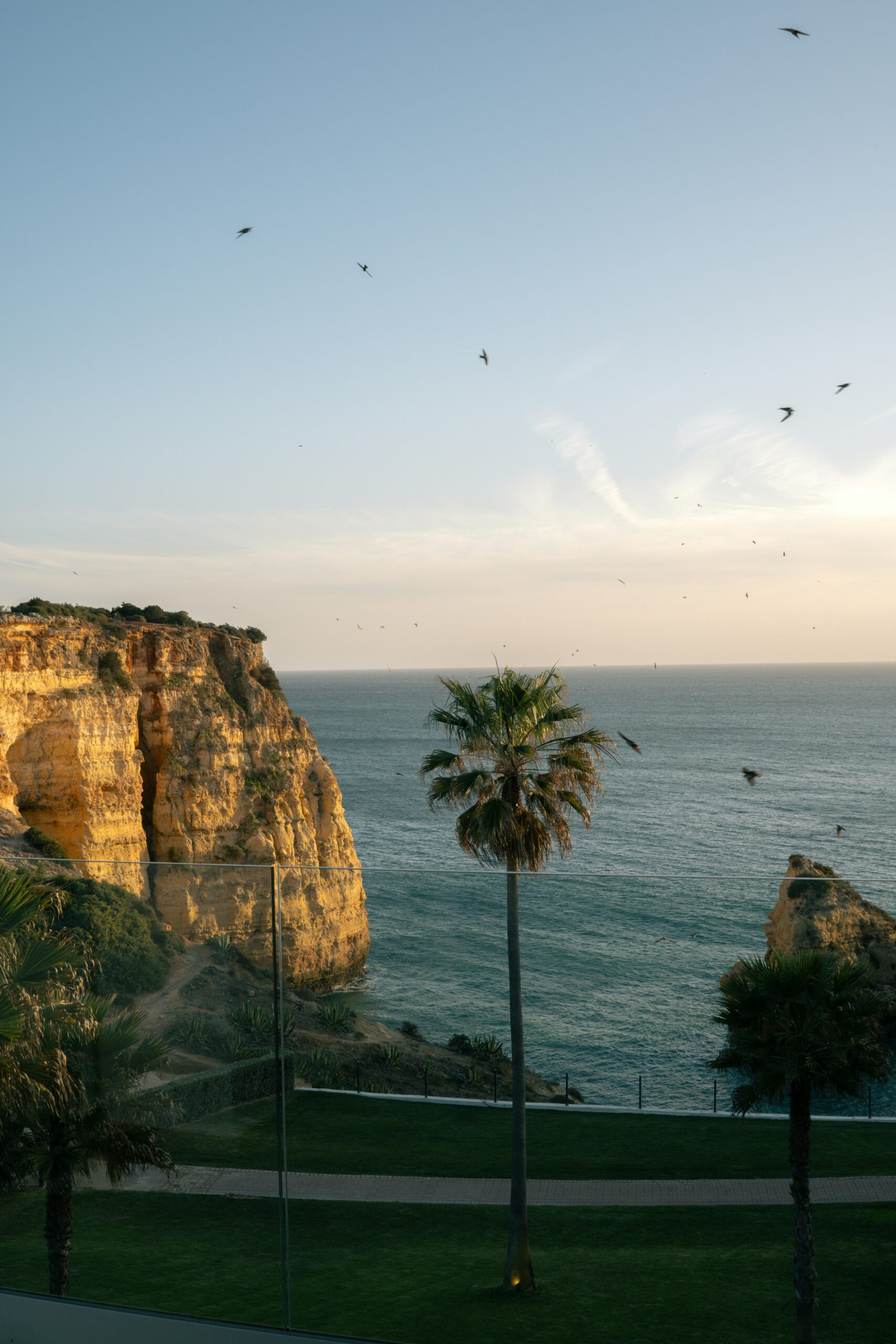 Algarve cliffs at sunset